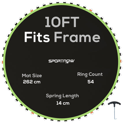 10ft Trampoline Replacement Mat with 54 V-Hooks and Spring Pull Tool for 14cm Springs - Green