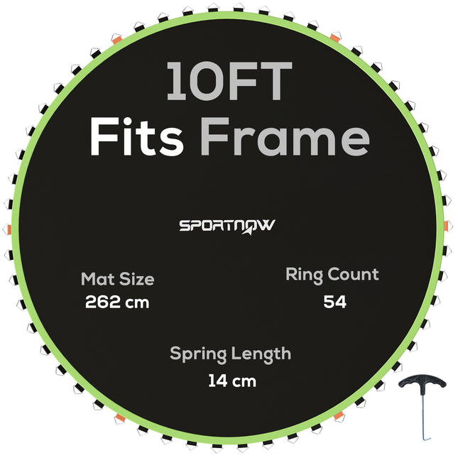 10ft Trampoline Replacement Mat with 54 V-Hooks and Spring Pull Tool for 14cm Springs - Green