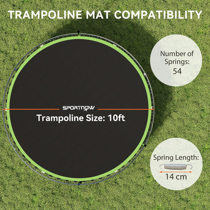 10ft Trampoline Replacement Mat with 54 V-Hooks and Spring Pull Tool for 14cm Springs - Green