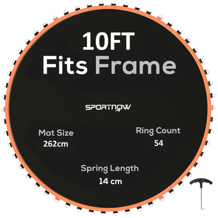 10ft Trampoline Replacement Mat with 54 V-Hooks & Spring Pull Tool for 14cm Springs - Orange