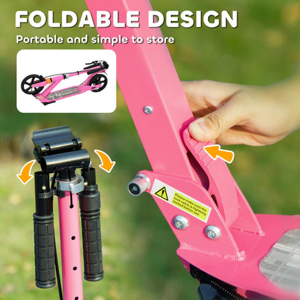 Kids Scooter with Adjustable Handlebar, Dual Brake, 200mm Wheels, ABEC-7 Bearings - Pink