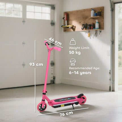 Electric Scooter for Kids Ages 6-14 with Colourful Lights, Electric Brake, 10 KM/H Speed, 8 KM Range - Pink