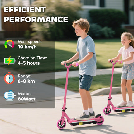 Electric Scooter for Kids Ages 6-14 with Colourful Lights, Electric Brake, 10 KM/H Speed, 8 KM Range - Pink