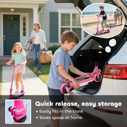 Electric Scooter for Kids Ages 6-14 with Colourful Lights, Electric Brake, 10 KM/H Speed, 8 KM Range - Pink