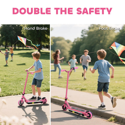 Electric Scooter for Kids Ages 6-14 with Colourful Lights, Electric Brake, 10 KM/H Speed, 8 KM Range - Pink