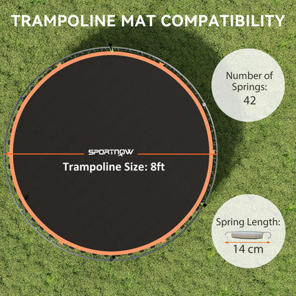 8ft Trampoline Replacement Mat with 42 V-Hooks & Spring Pull Tool for 14cm Springs - Orange