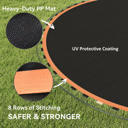 8ft Trampoline Replacement Mat with 42 V-Hooks & Spring Pull Tool for 14cm Springs - Orange