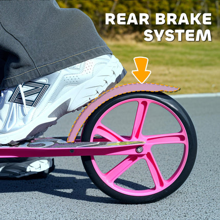 Foldable Kids Scooter with Adjustable Handlebar, 200mm Wheels, Rear Fender Brake for Ages 6-12 - Pink