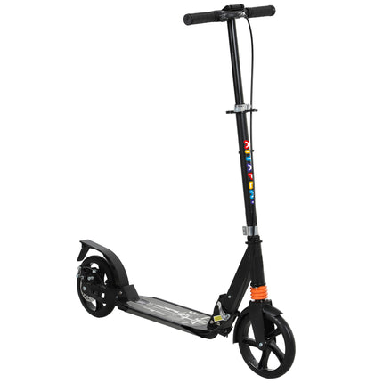 Kids Scooter with 4-Level Adjustable Handlebar, Dual Brake, 200mm Wheels, ABEC-7 Bearings - Black