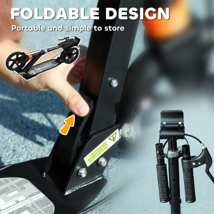 Kids Scooter with 4-Level Adjustable Handlebar, Dual Brake, 200mm Wheels, ABEC-7 Bearings - Black