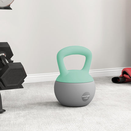 12KG Soft Kettlebell, Kettlebell with Non-Slip Handle for Home Gym, Weight Lifting, Strength Training, Green/Grey