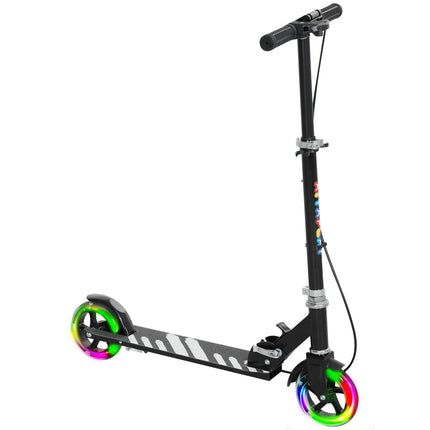 Kids Scooter with Adjustable Handle, Light-Up Wheels, Handbrake & Rear Brake for Ages 3-8 - Black