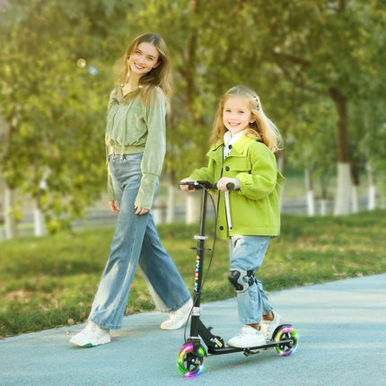 Kids Scooter with Adjustable Handle, Light-Up Wheels, Handbrake & Rear Brake for Ages 3-8 - Black