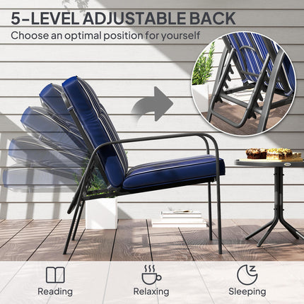 Three-Piece Reclining Chair Set - Blue