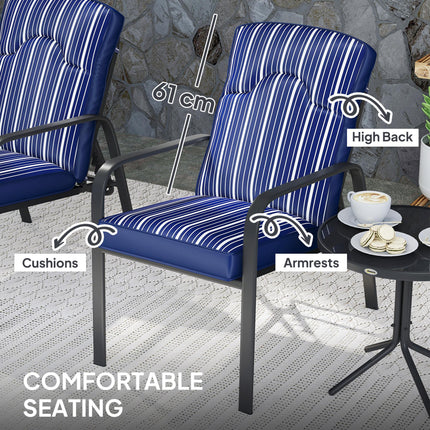 Three-Piece Reclining Chair Set - Blue
