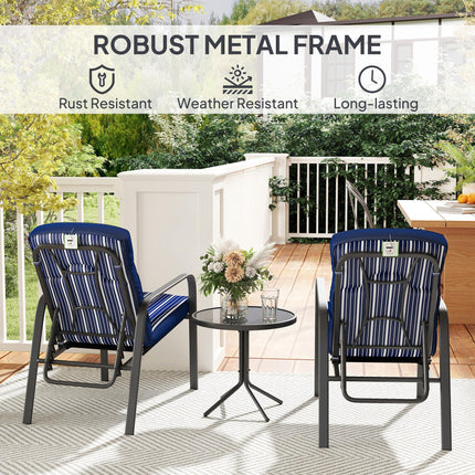 Three-Piece Reclining Chair Set - Blue