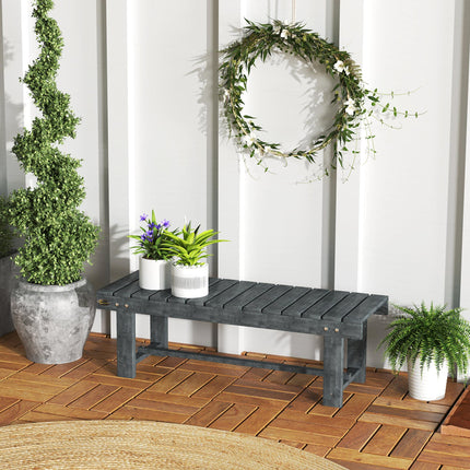 2-Seater Garden Wooden Bench with Slatted Seat - Grey