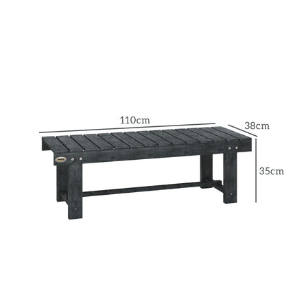 2-Seater Garden Wooden Bench with Slatted Seat - Grey