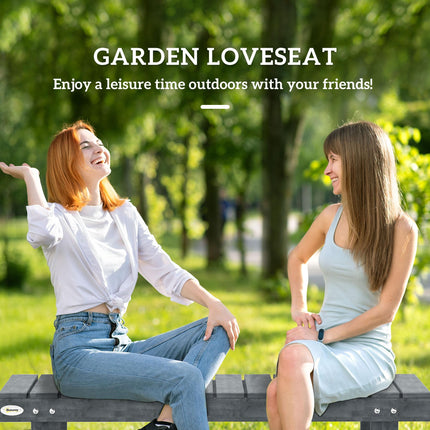 2-Seater Garden Wooden Bench with Slatted Seat - Grey
