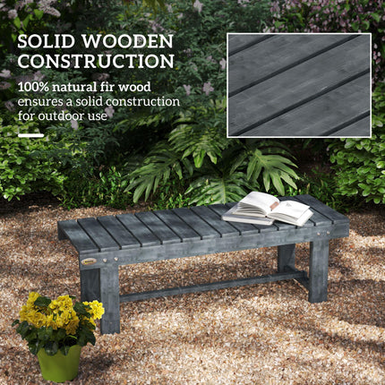 2-Seater Garden Wooden Bench with Slatted Seat - Grey