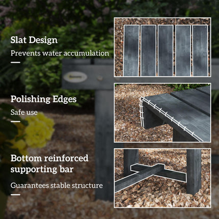2-Seater Garden Wooden Bench with Slatted Seat - Grey