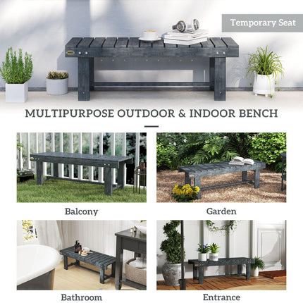 2-Seater Garden Wooden Bench with Slatted Seat - Grey