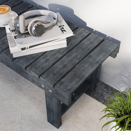 2-Seater Garden Wooden Bench with Slatted Seat - Grey