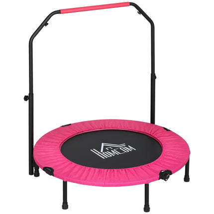 40" Foldable Mini Fitness Trampoline with Adjustable Foam Handle - Pink
