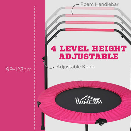 40" Foldable Mini Fitness Trampoline with Adjustable Foam Handle - Pink