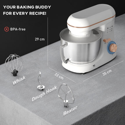 1300W Kitchen Stand Mixer with Accessories 4.5L Bowl - White