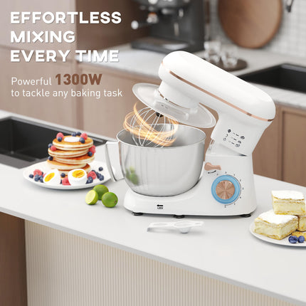 1300W Kitchen Stand Mixer with Accessories 4.5L Bowl - White