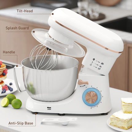 1300W Kitchen Stand Mixer with Accessories 4.5L Bowl - White
