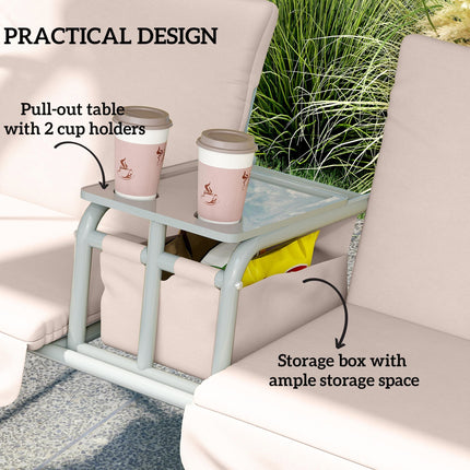2 Seater Garden Swing Chair with Tilting Canopy and Storage Bag - Beige