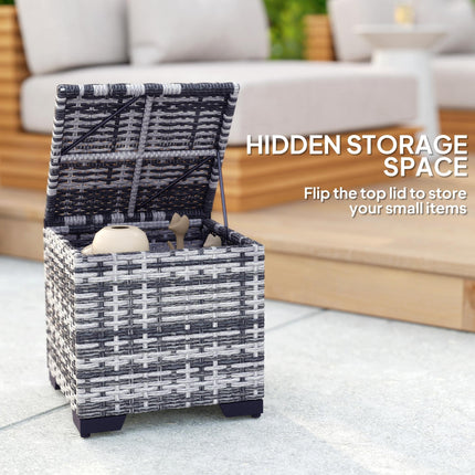 Set of 2 Rattan Storage Ottomans with Removable Cushions - Dark Grey