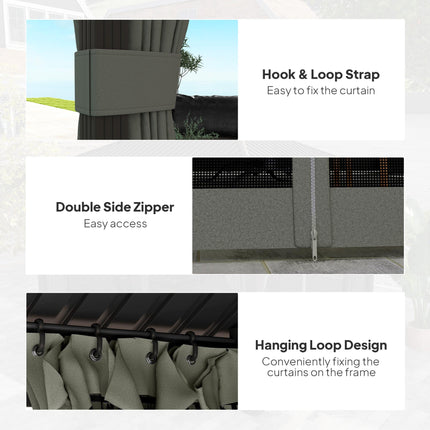 3.6 x 3m Aluminium Frame Hardtop Gazebo with Accessories - Dark Grey