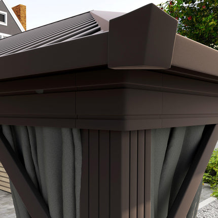 3.6 x 3m Aluminium Frame Hardtop Gazebo with Accessories - Dark Grey