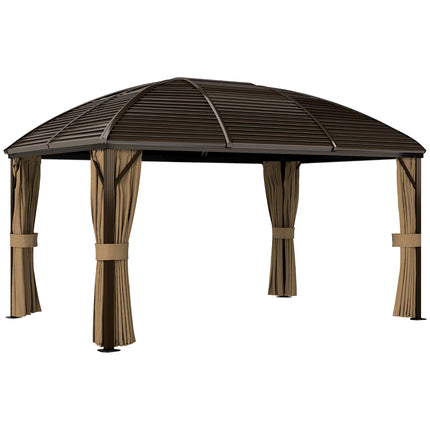 3 x 4m Aluminium Hardtop Gazebo with Netting and Curtains - Brown