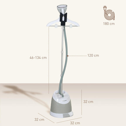 1800W Standing Clothes Steamer with Accessories - Grey