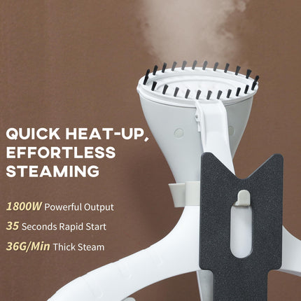 1800W Standing Clothes Steamer with Accessories - Grey