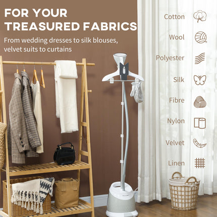 1800W Standing Clothes Steamer with Accessories - Grey