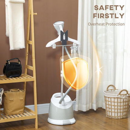 1800W Standing Clothes Steamer with Accessories - Grey