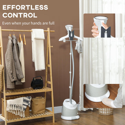 1800W Standing Clothes Steamer with Accessories - Grey