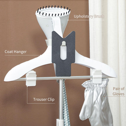 1800W Standing Clothes Steamer with Accessories - Grey