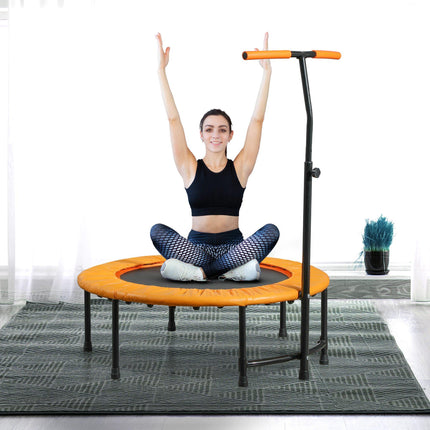 40" Adjustable Handle Fitness Trampoline Rebounder for Indoor Exercise Workout - Orange