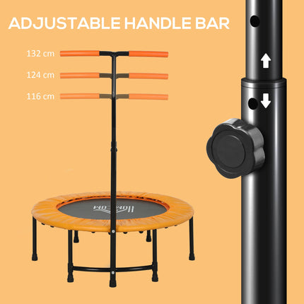 40" Adjustable Handle Fitness Trampoline Rebounder for Indoor Exercise Workout - Orange