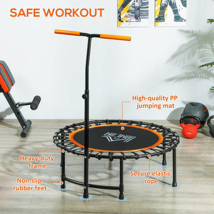 40" Adjustable Handle Fitness Trampoline Rebounder for Indoor Exercise Workout - Orange
