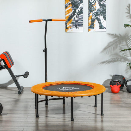 40" Adjustable Handle Fitness Trampoline Rebounder for Indoor Exercise Workout - Orange