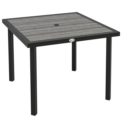 Square Garden Dining Table with 54mm Parasol Hole - Light Grey