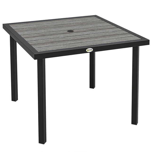 Square Garden Dining Table with 54mm Parasol Hole - Light Grey