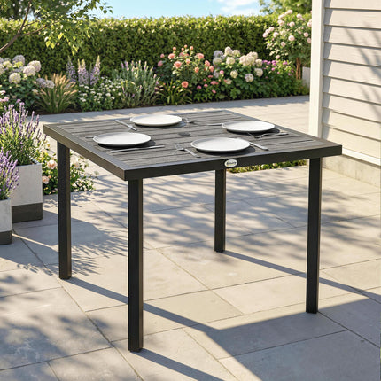 Square Garden Dining Table with 54mm Parasol Hole - Light Grey